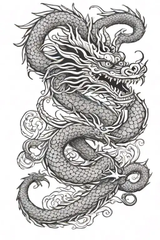 Chinese Dragon With Mandala Design