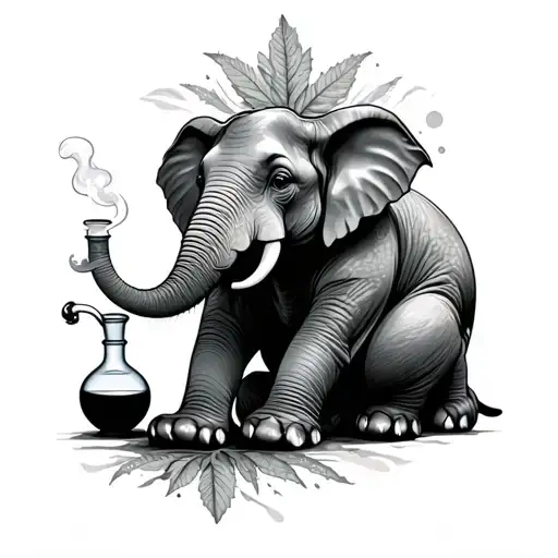 Elephant Siting On Dream Cather Smoking A Bong
