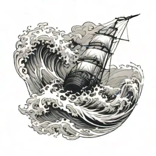 Ship Ocean Wave Crashing