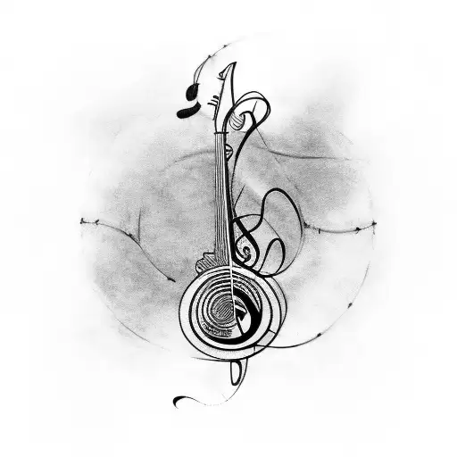 A Treble Clef Intertwined With A Guitar