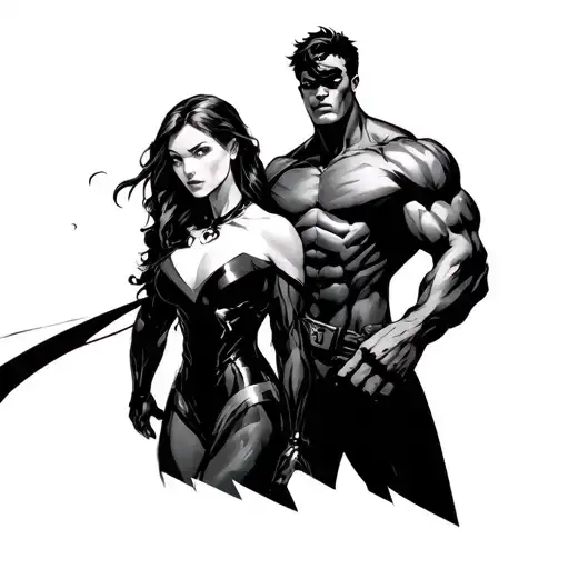 Marvel Characters Magneto And Scarlet Witch And Wiccan And Hulkling