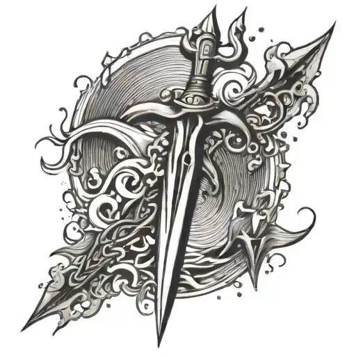 Trident With Water In Background