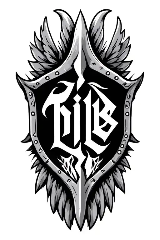 Tribe Wing Viking Lettering Protection