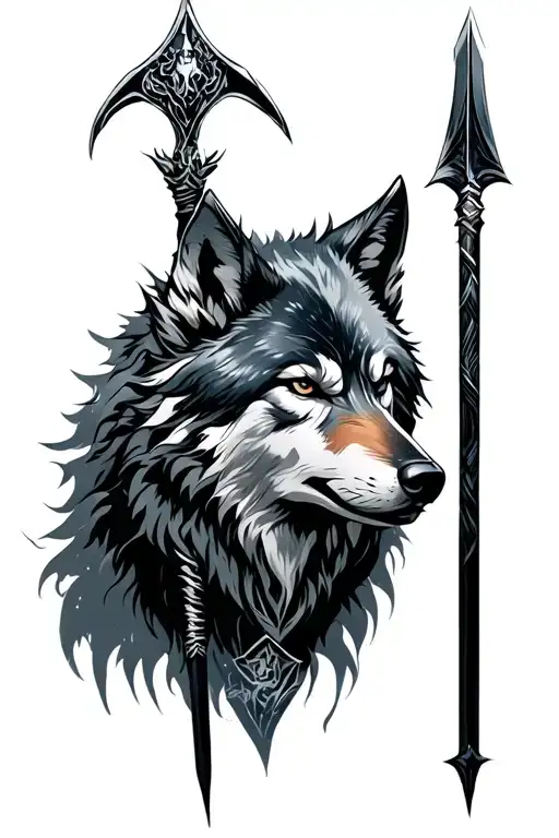 Vakyrie With Spear On Wolf