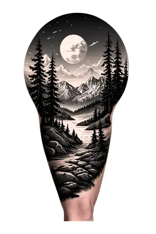 From Above In The Distance Mountains And Trees Throughout The Lower Leg