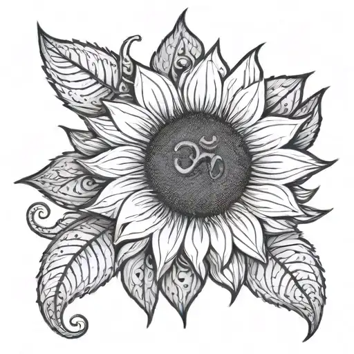 Sunflower And Om Symbol