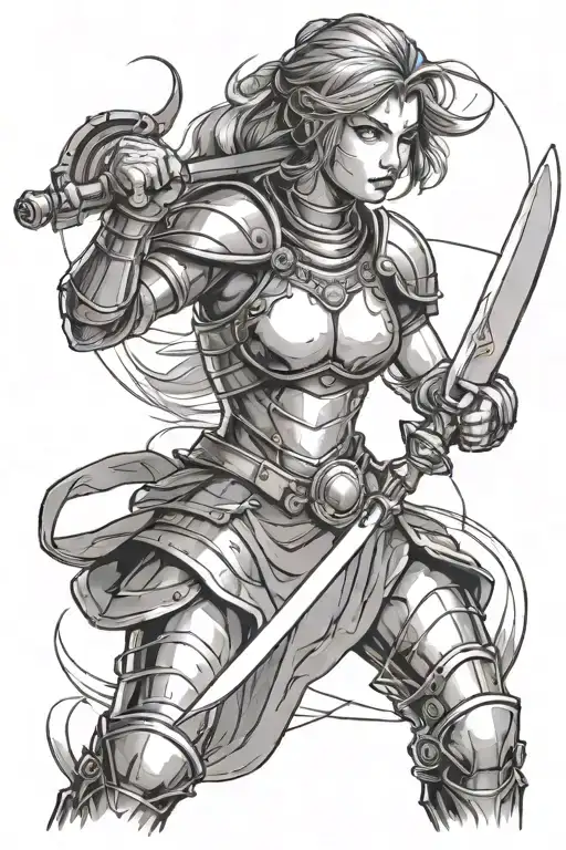Female Warrior With Short Hair Who Wears Armor And Plays Tennis