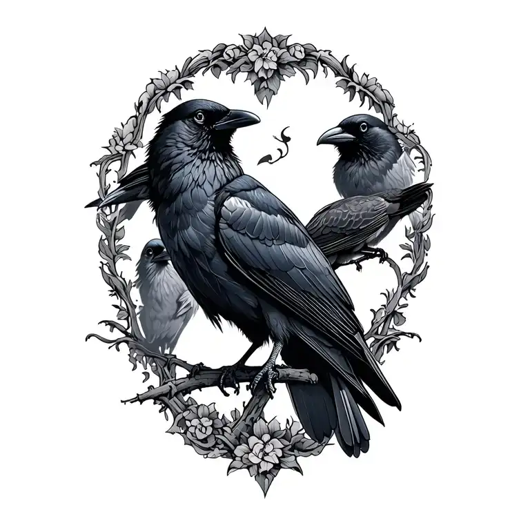 Morgain With Crows Perched