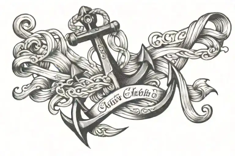 Anchor And Waves With Names Written
