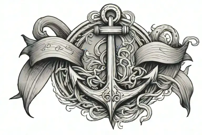 Anchor And Waves With Names Written Simple