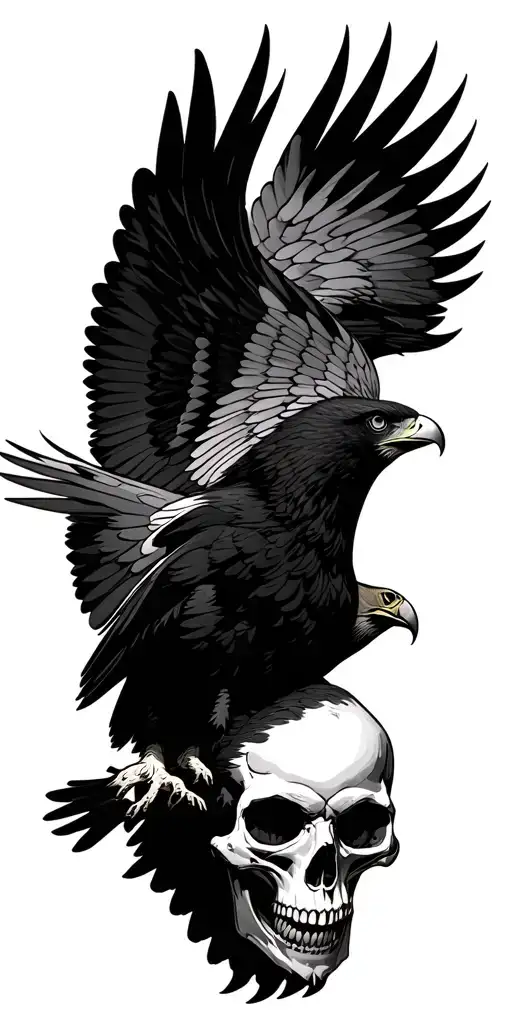 Skull And Falcon Soaring