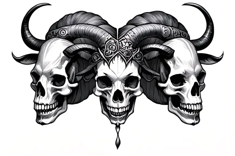 Skulls With Taurus Zodiac Sign
