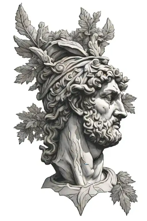 A Greek Statue In The Forest