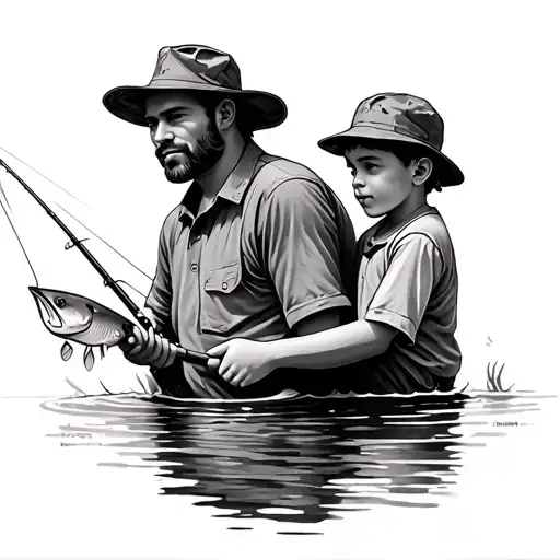 Dad And Son Fishing