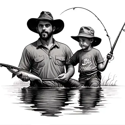 Dad And Son Fishing