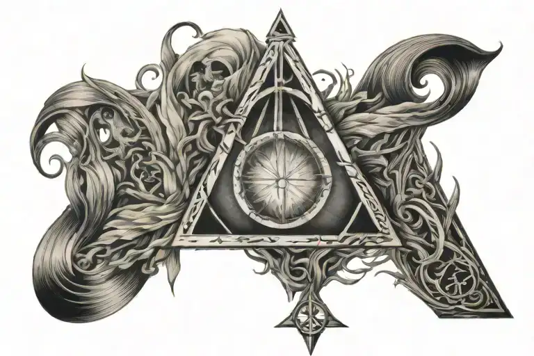 Covering The Deathly Hallows Symbol With Lord Of The Rings And Fantasy