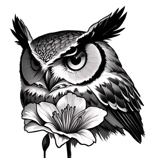 Gladiolus Honey Suckle Delphinium With Owl