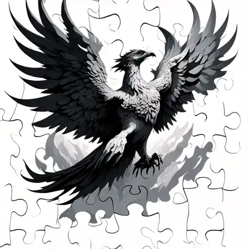 Phoenix Rising From Puzzle Pieces
