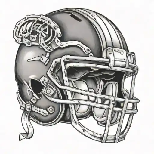 Leather Football Helmet Surrounded