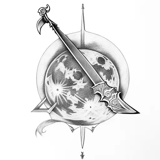 Cool Sword Overlayed On A Full Moon