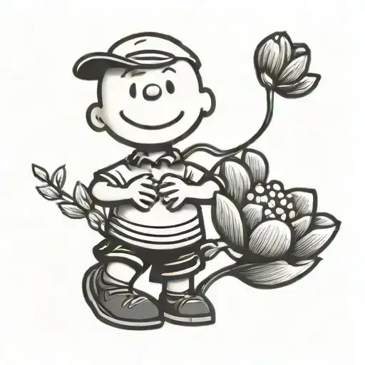 Charlie Brown Holding A Lotus Flower