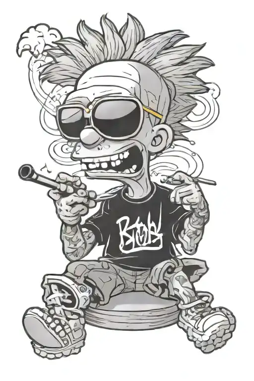 Bart Enjoying Some Music Smoking A Joint