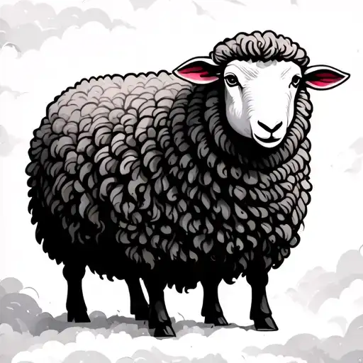 Sheep In Cloud Background
