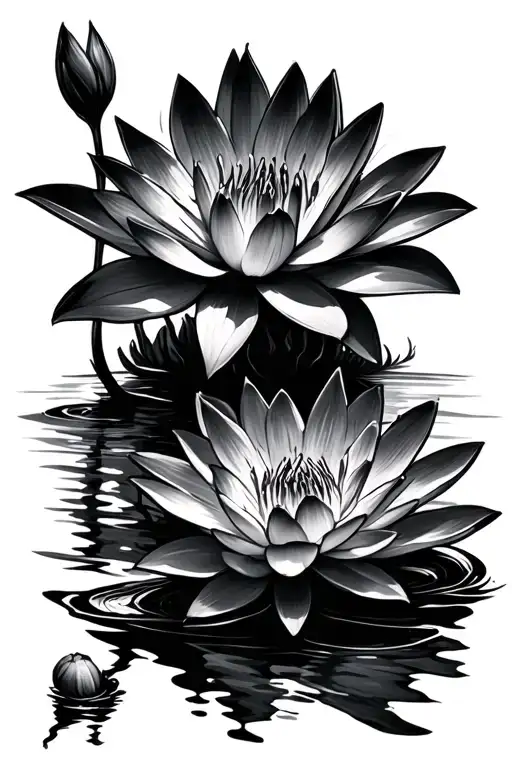 Larkspear And Water Lily