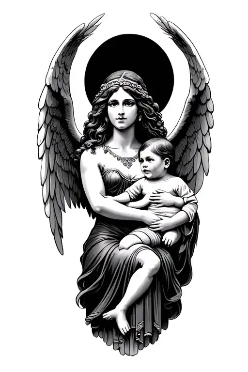 Puerto Rican Angel Goddess Holding Baby
