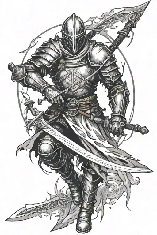 Boodmoon With Dark Souls Pose Holding Two Swords