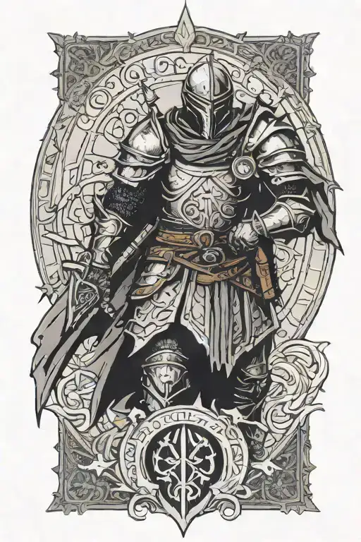 Boodmoon With Dark Souls Knight Underneath It Surrounded By Sigils