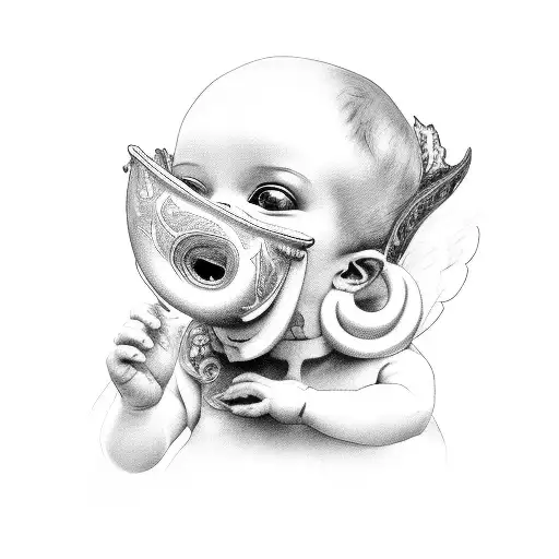 Cherub With Mouth Covered