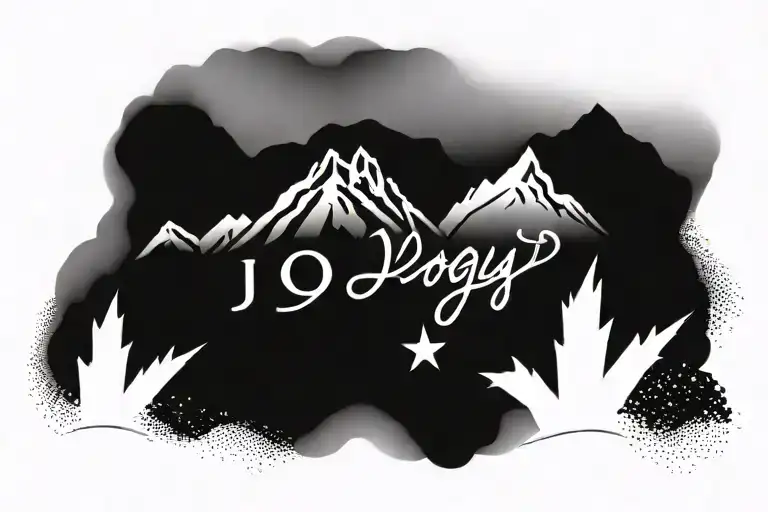 Mountain Range With The Word Joy Written