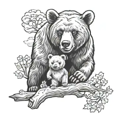 Papa Bear And Baby Bear Hiking