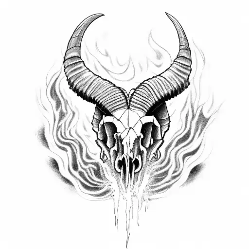 Ram Skull With Fire