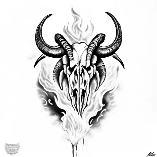 Ram Skull With Fire