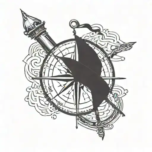 Sewing Needle Compass La Aguja Sailboat