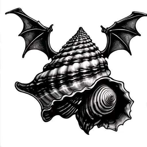 Conch Shell With Bat Wings