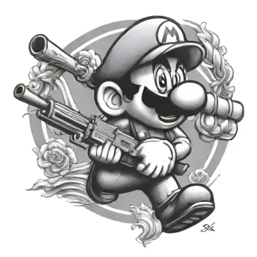 Mario With 47 Rifle