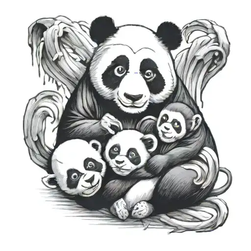 Yin Yan With A Panda And A Monkey Playing