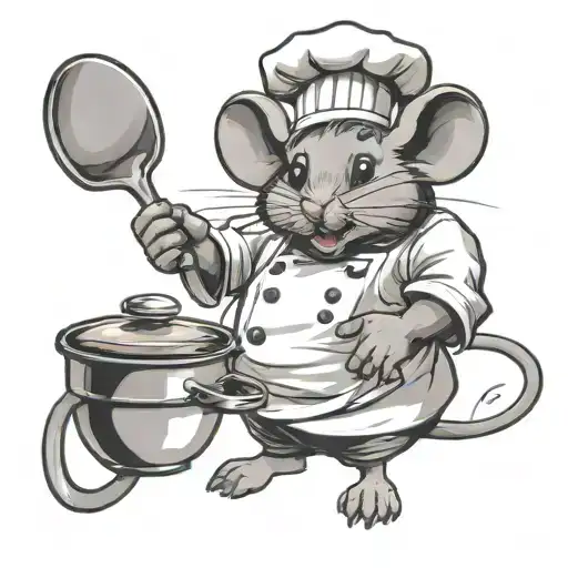 Mouse As A Chef With A Pan In A Outstretched Hand Themed
