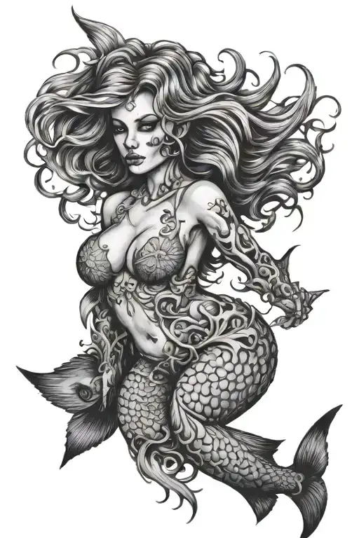 Skeletal Shark Mermaid