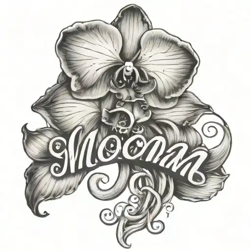 An Infinity Shape Orchid Flower With The Words Mom In The Stem