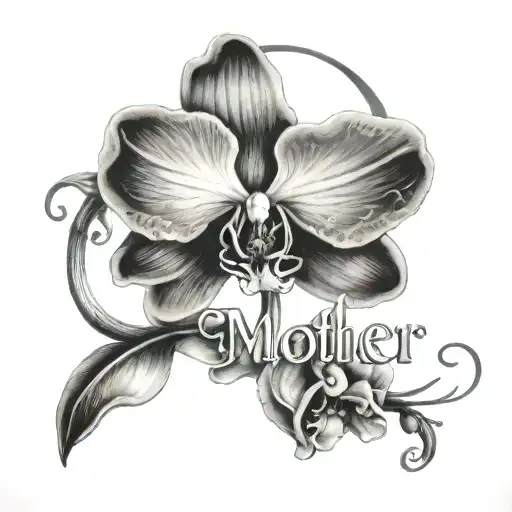 An Infinity Orchid Flower With The Words Mother In The Stem
