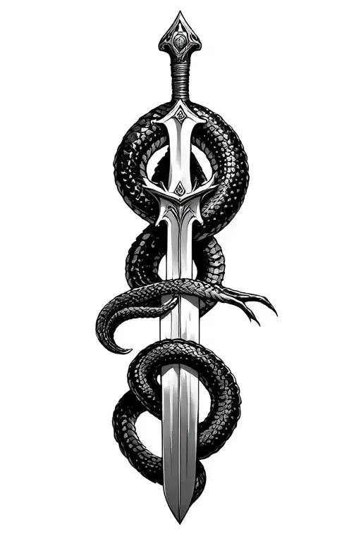 A Viper Coiled Around A Viking Broadsword Looking Upon The Viewer Ready To Strike