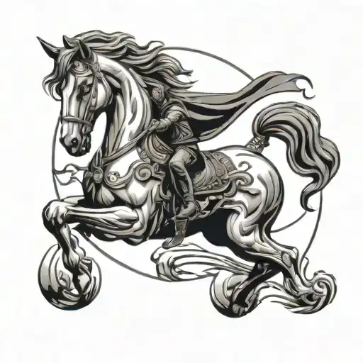 Horse Rearing Against Saturn