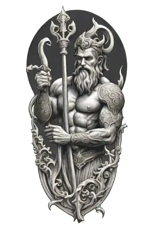 Poseidon Holding The Trident