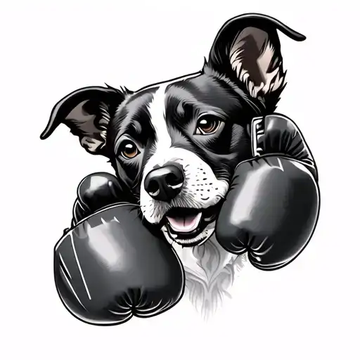 Red Heeler Dog Fighting With Boxing Gloves