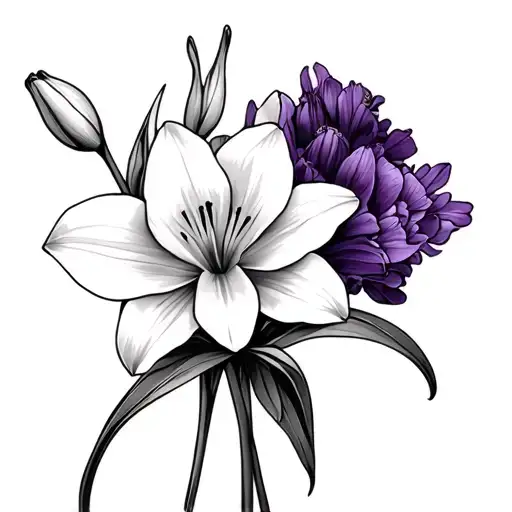 Lily Primrose Daffodil Bouquet Tied Together