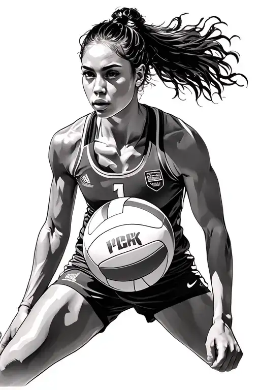 Action Female Volleyball Player